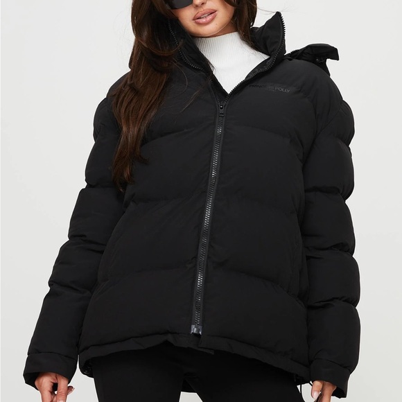 Princess Polly Dream Puff Technical Puffer Jacket Black - Picture 3 of 7